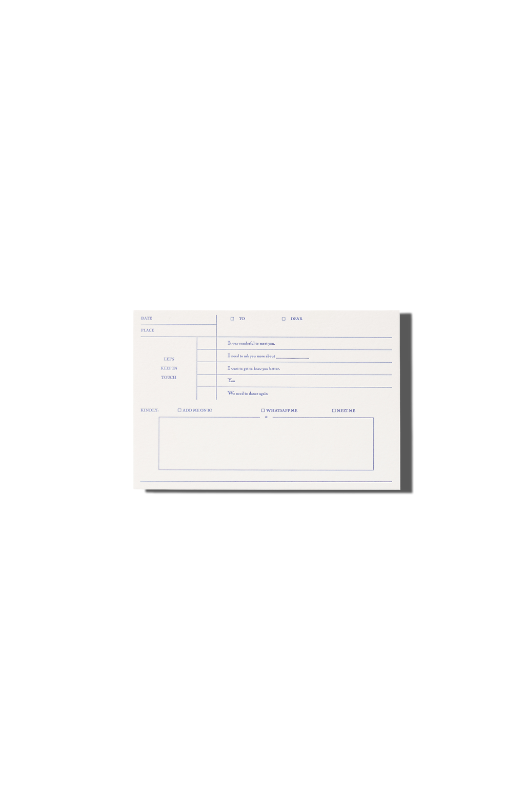 Let's Keep in Touch / Gardons Le Contact Card