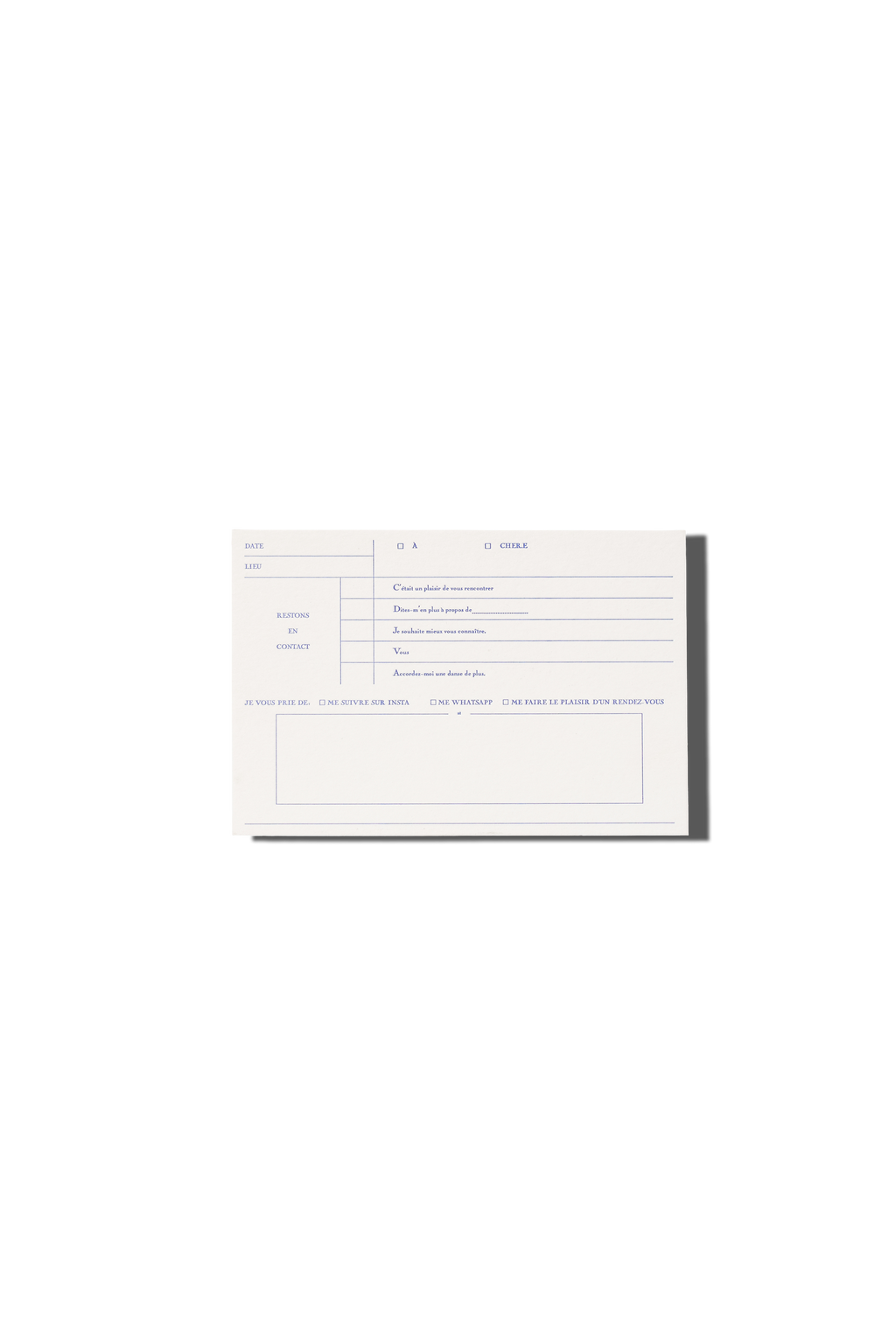 Let's Keep in Touch / Gardons Le Contact Card
