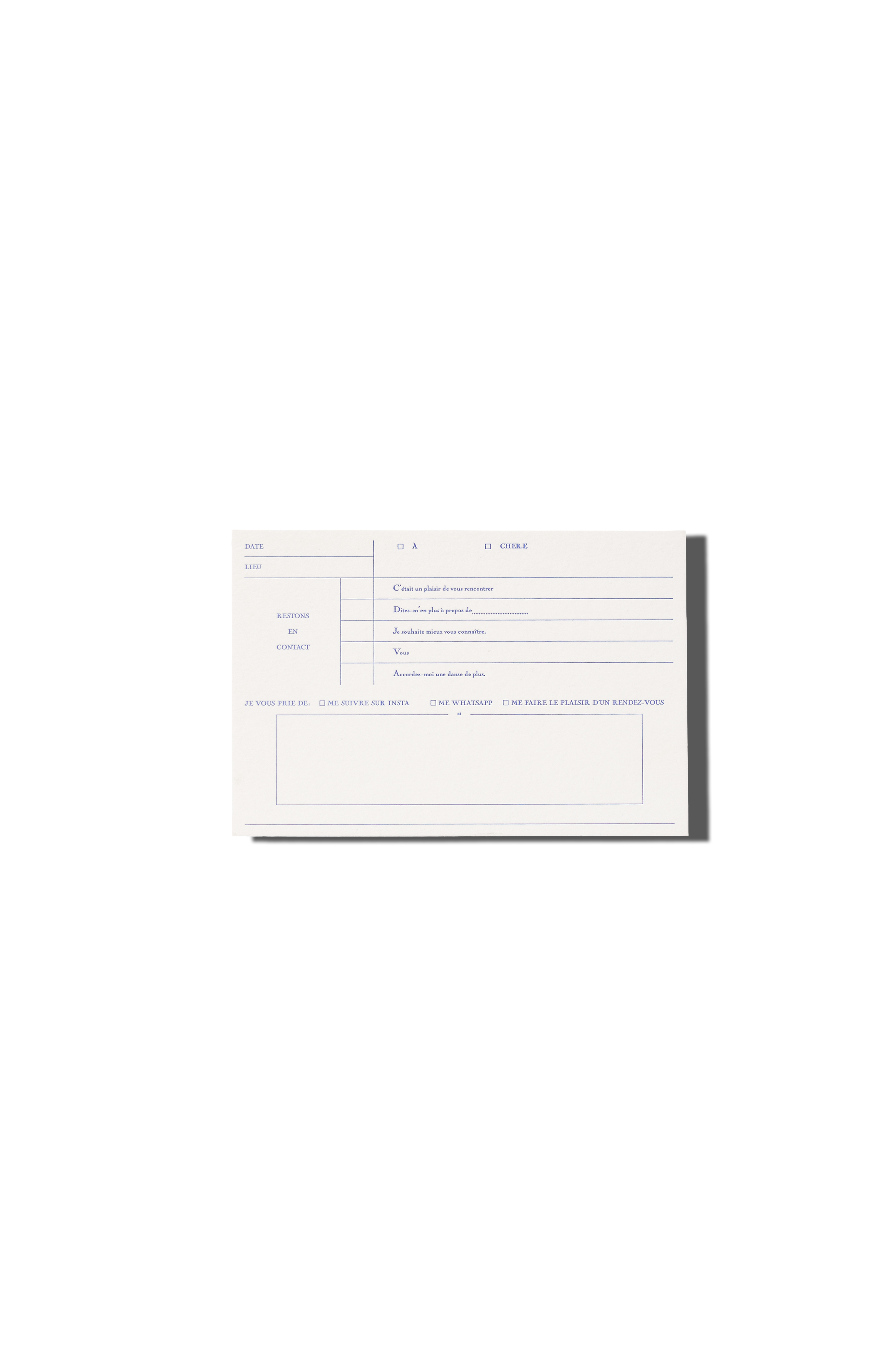 Let's Keep in Touch / Gardons Le Contact Card