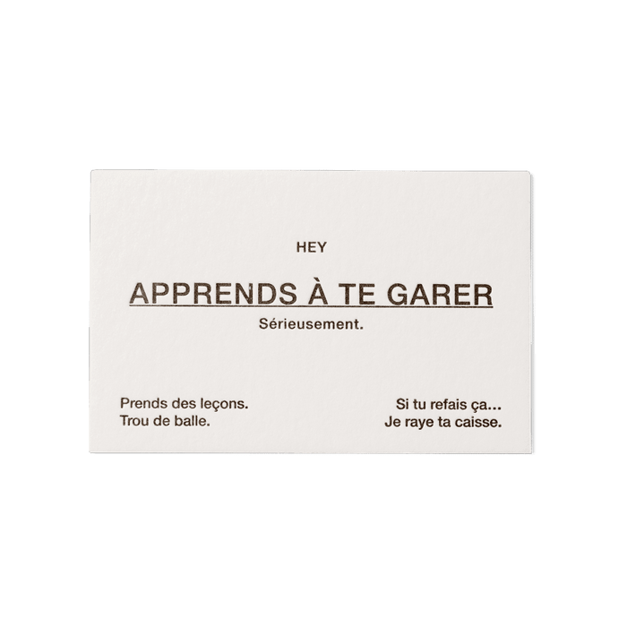 Papier Royal - "Apprends À Te Garer" Card - Papier Royal