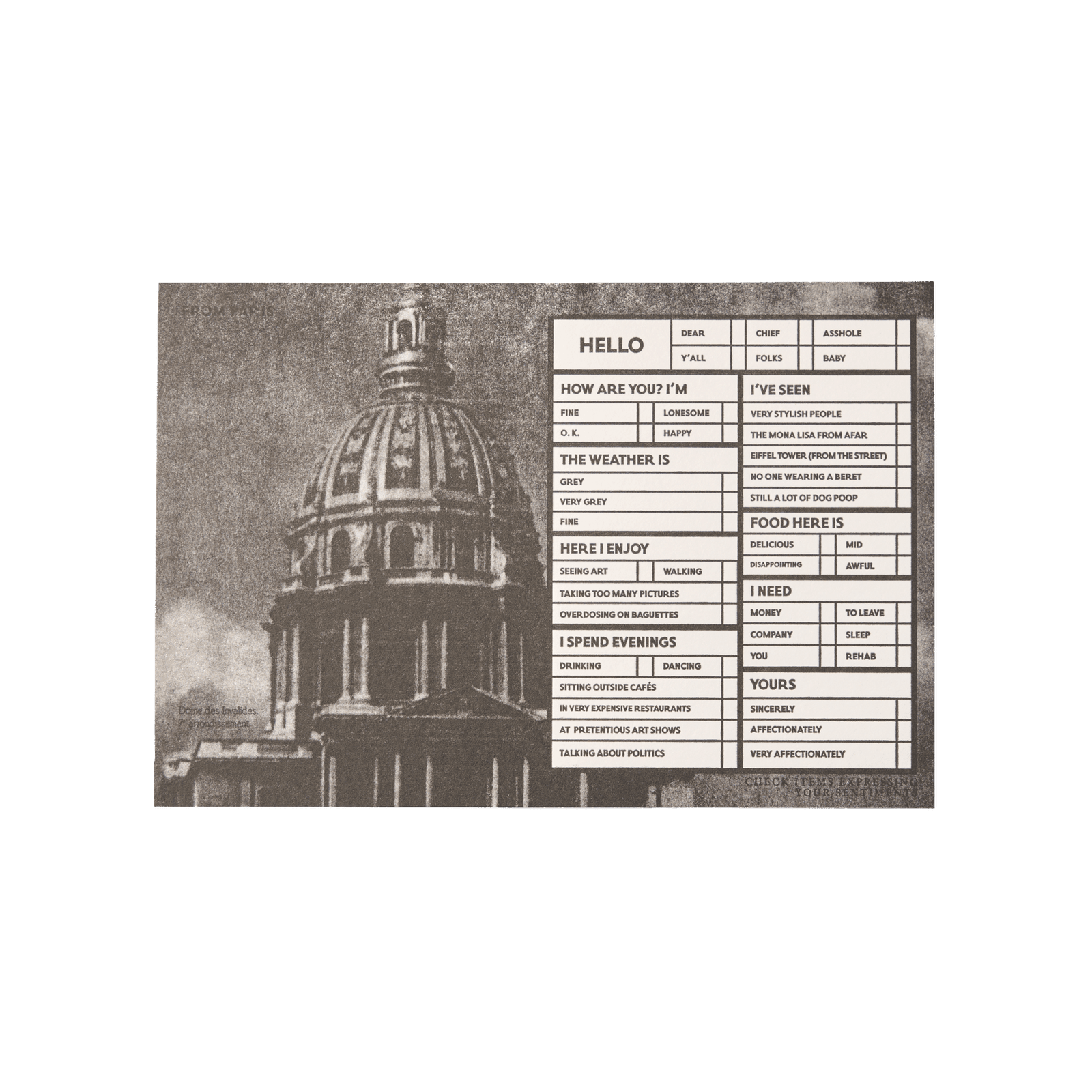 Papier Royal - "Invalides" time-saving tourist postcard - Papier Royal