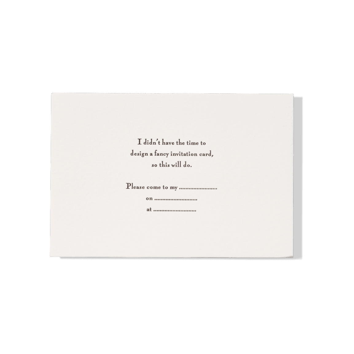 Papier Royal - No Fancy Invitation Greeting Card - Papier Royal