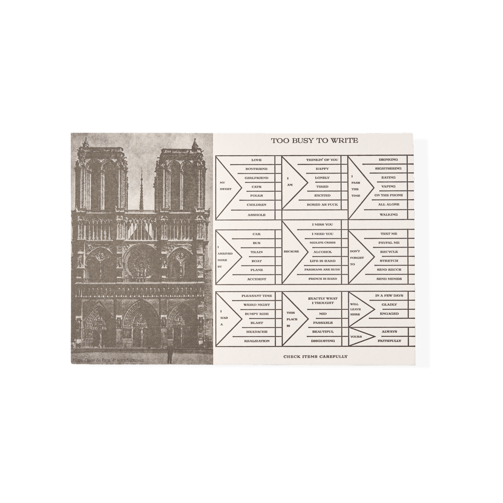 Papier Royal - "Notre Dame" time-saving tourist postcard - Papier Royal
