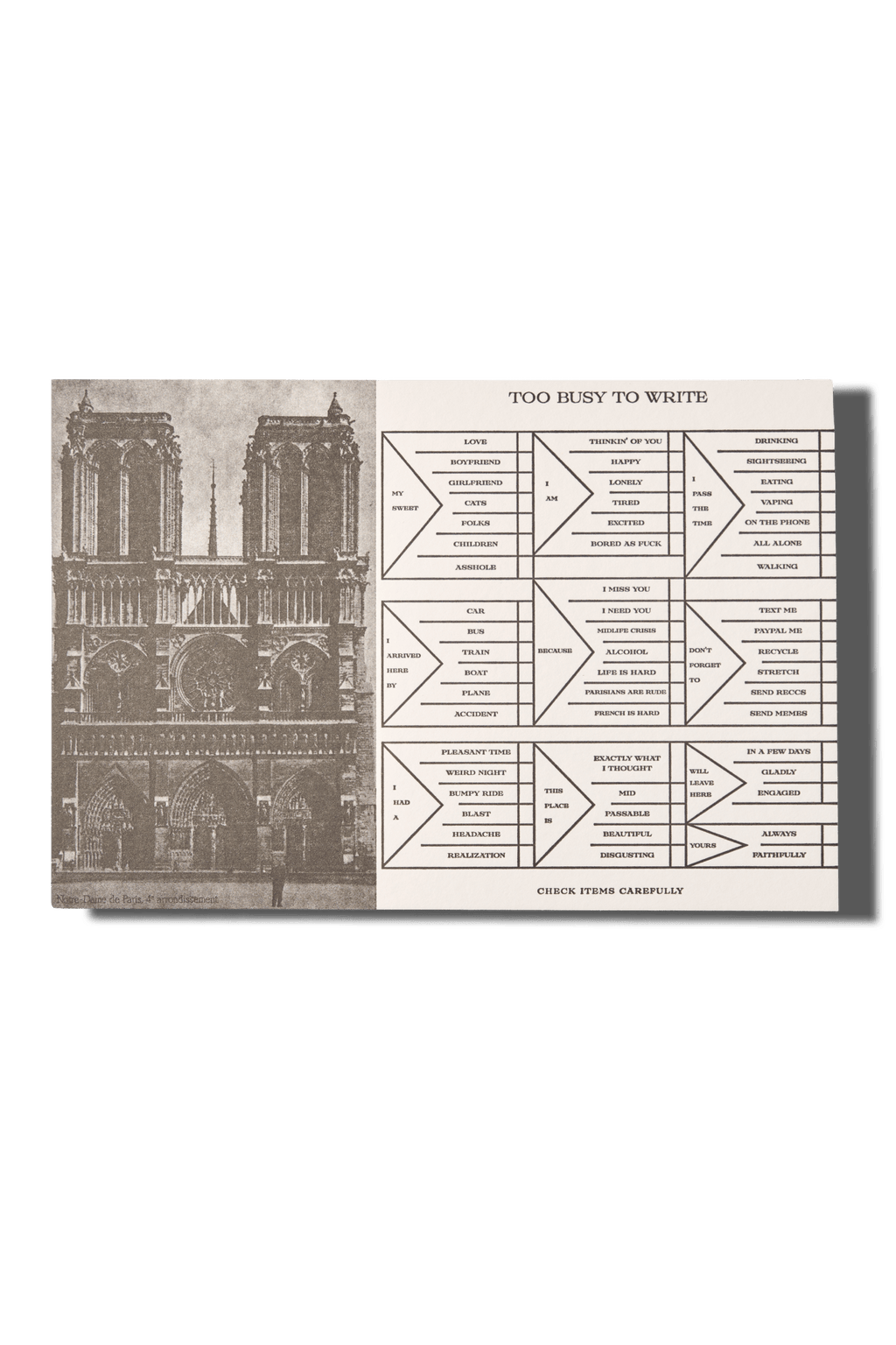 Papier Royal - "Notre Dame" time-saving tourist postcard - Papier Royal