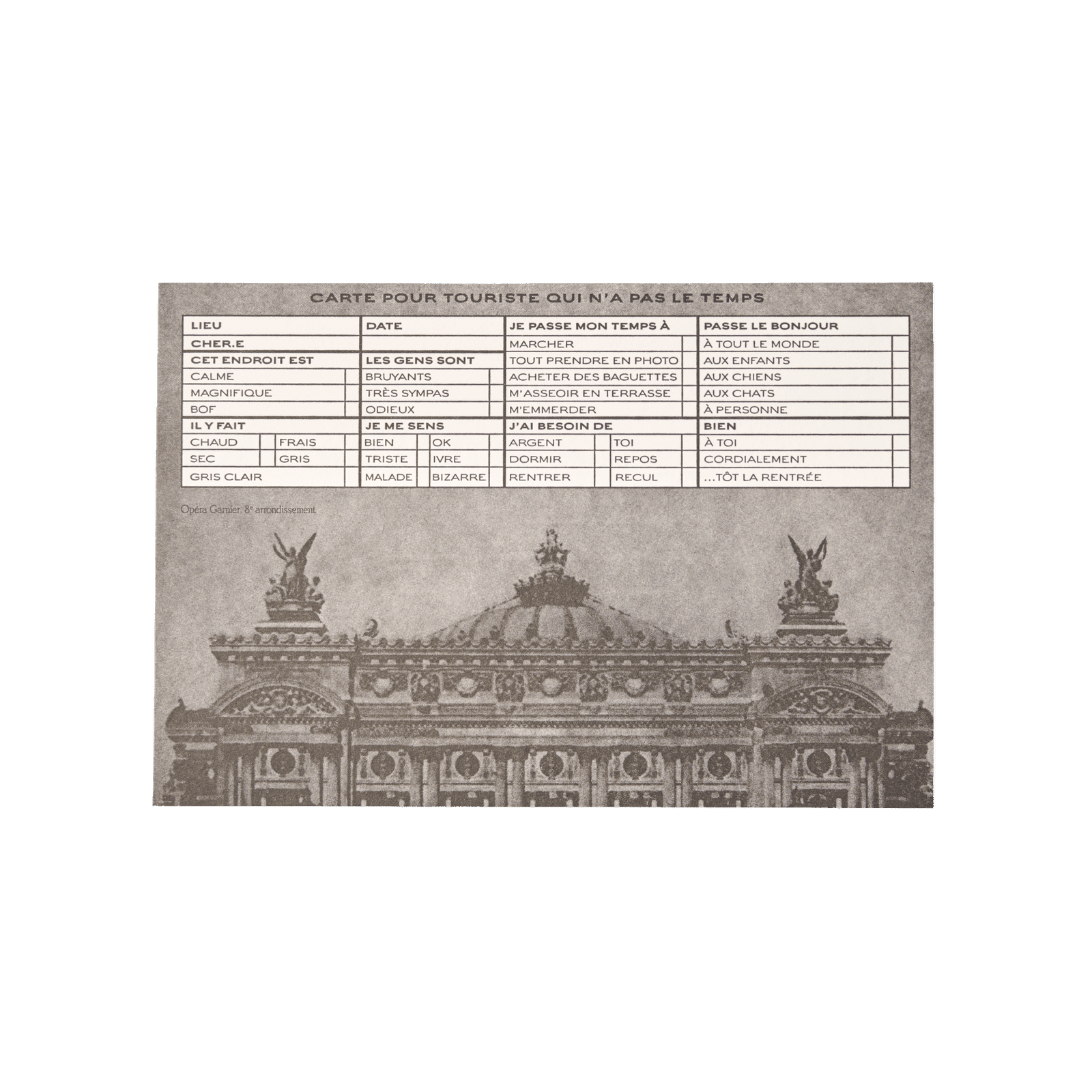 Papier Royal - "Opéra" time-saving tourist postcard - Papier Royal