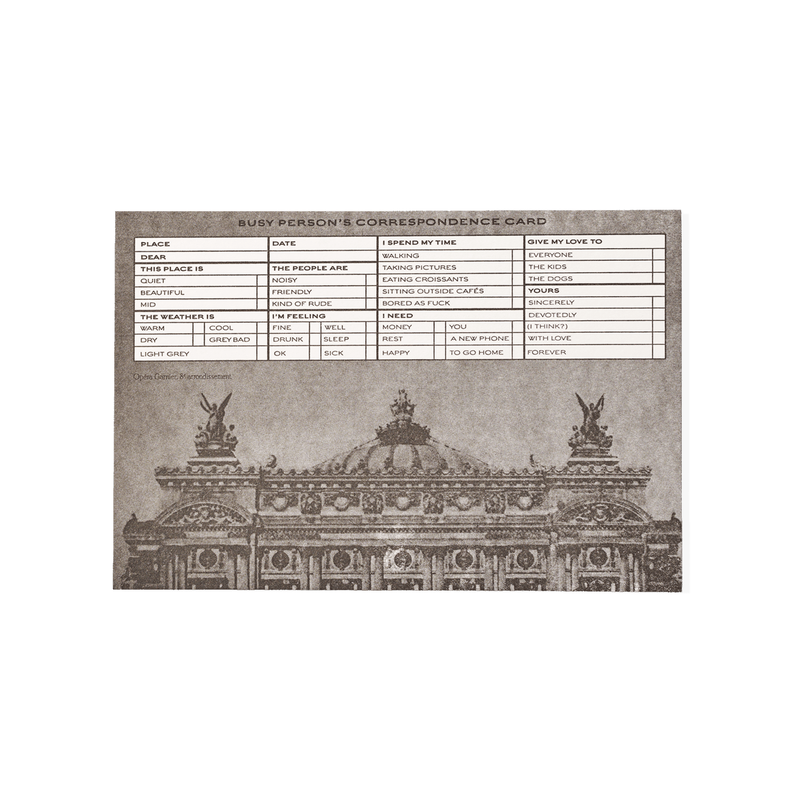 Papier Royal - "Opéra" time-saving tourist postcard - Papier Royal