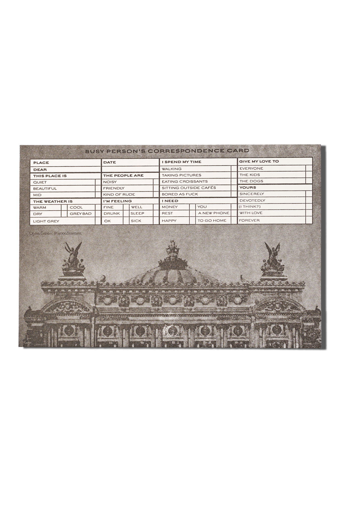 Papier Royal - "Opéra" time-saving tourist postcard - Papier Royal
