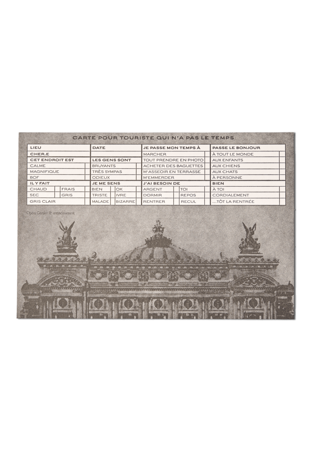 Papier Royal - "Opéra" time-saving tourist postcard - Papier Royal