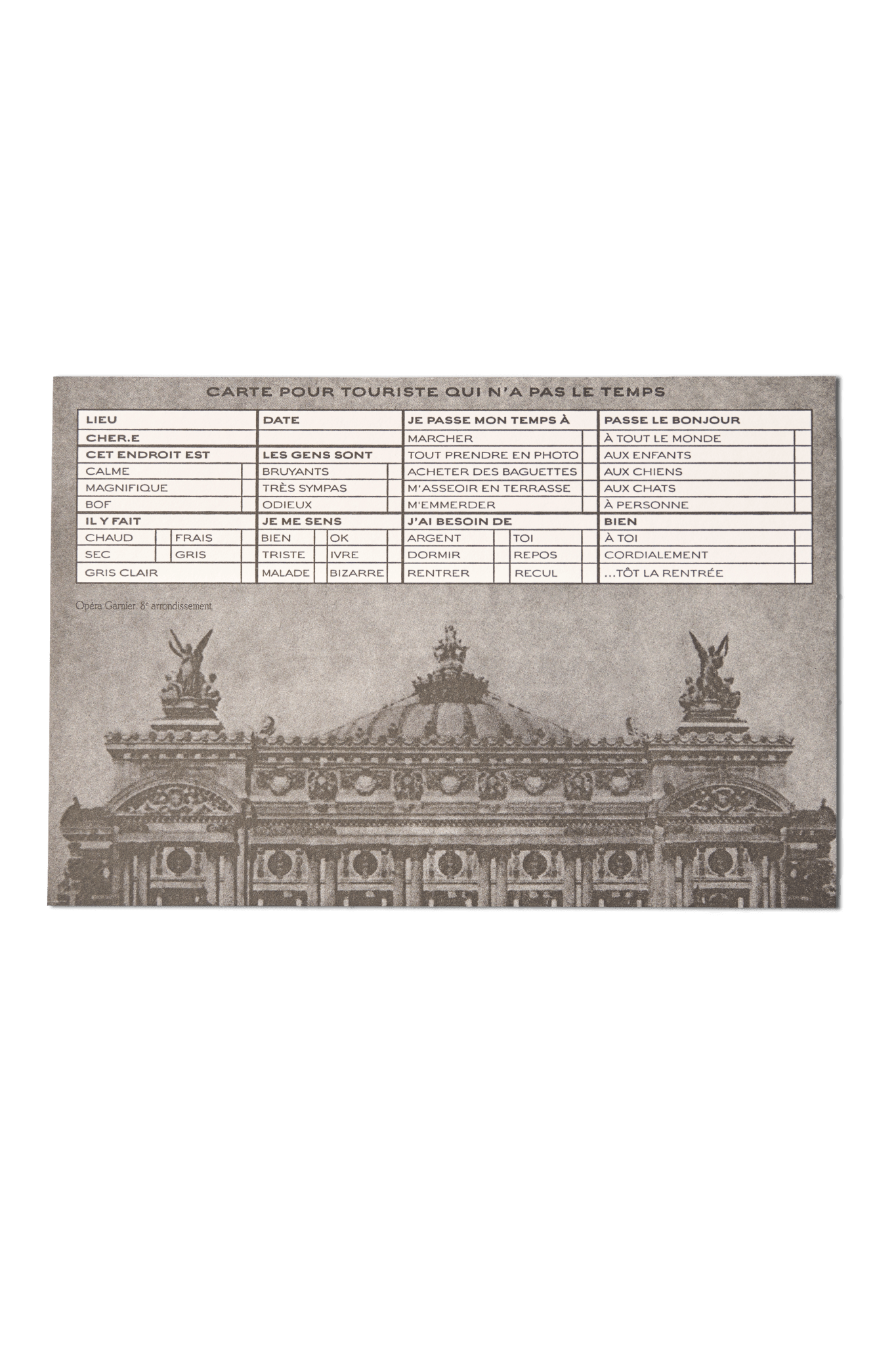 Papier Royal - "Opéra" time-saving tourist postcard - Papier Royal