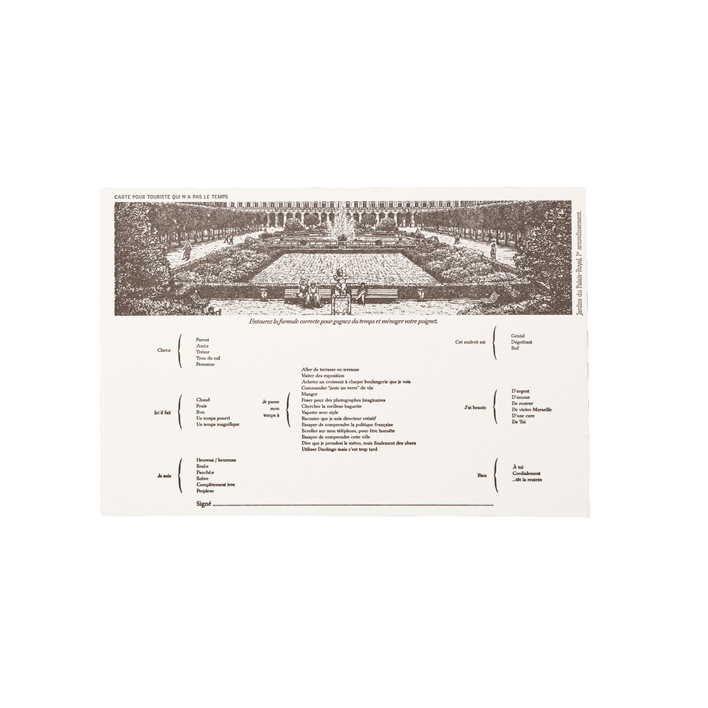 Papier Royal - "Palais Royal" time-saving tourist postcard - Papier Royal