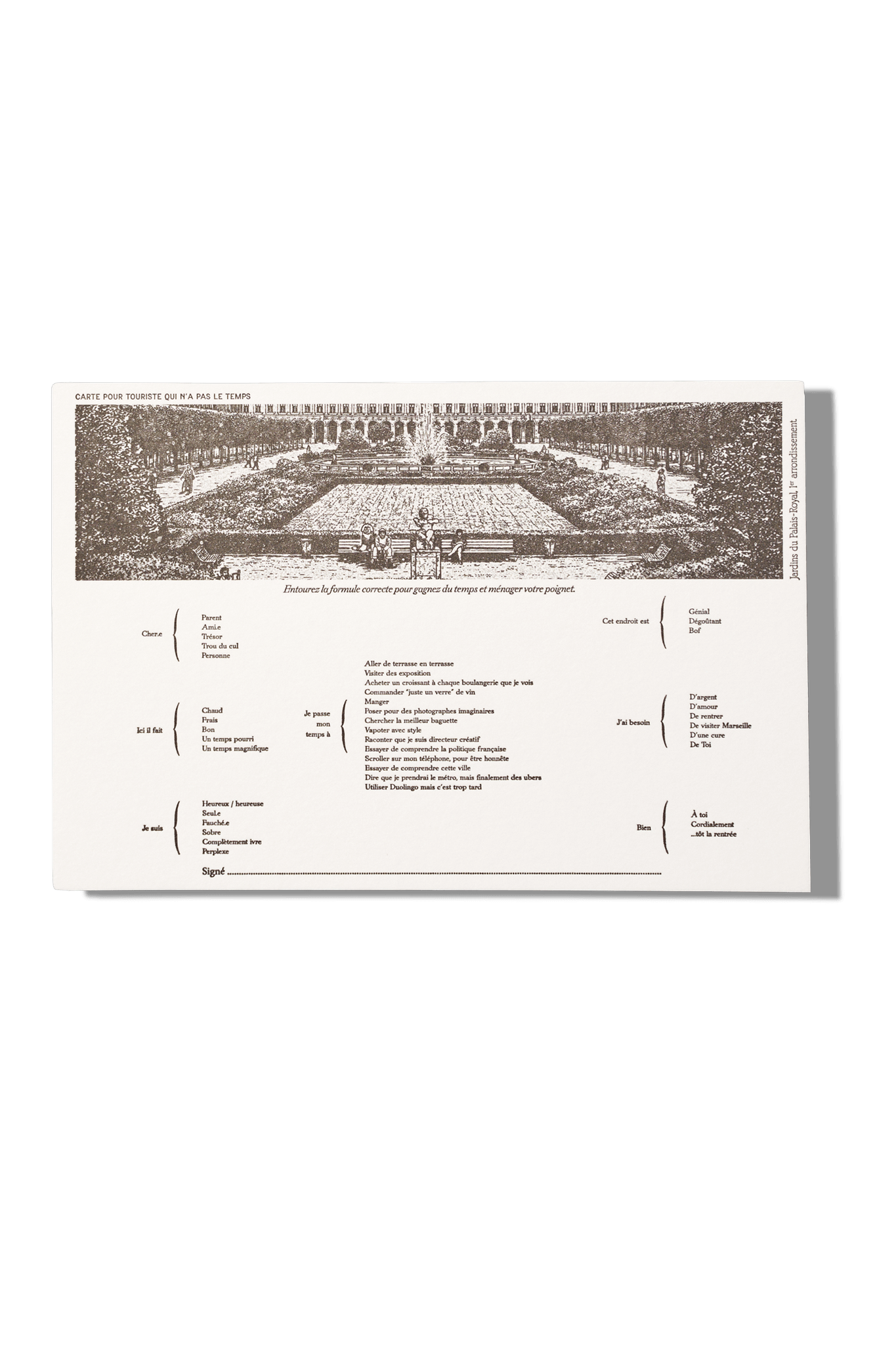 Papier Royal - "Palais Royal" time-saving tourist postcard - Papier Royal