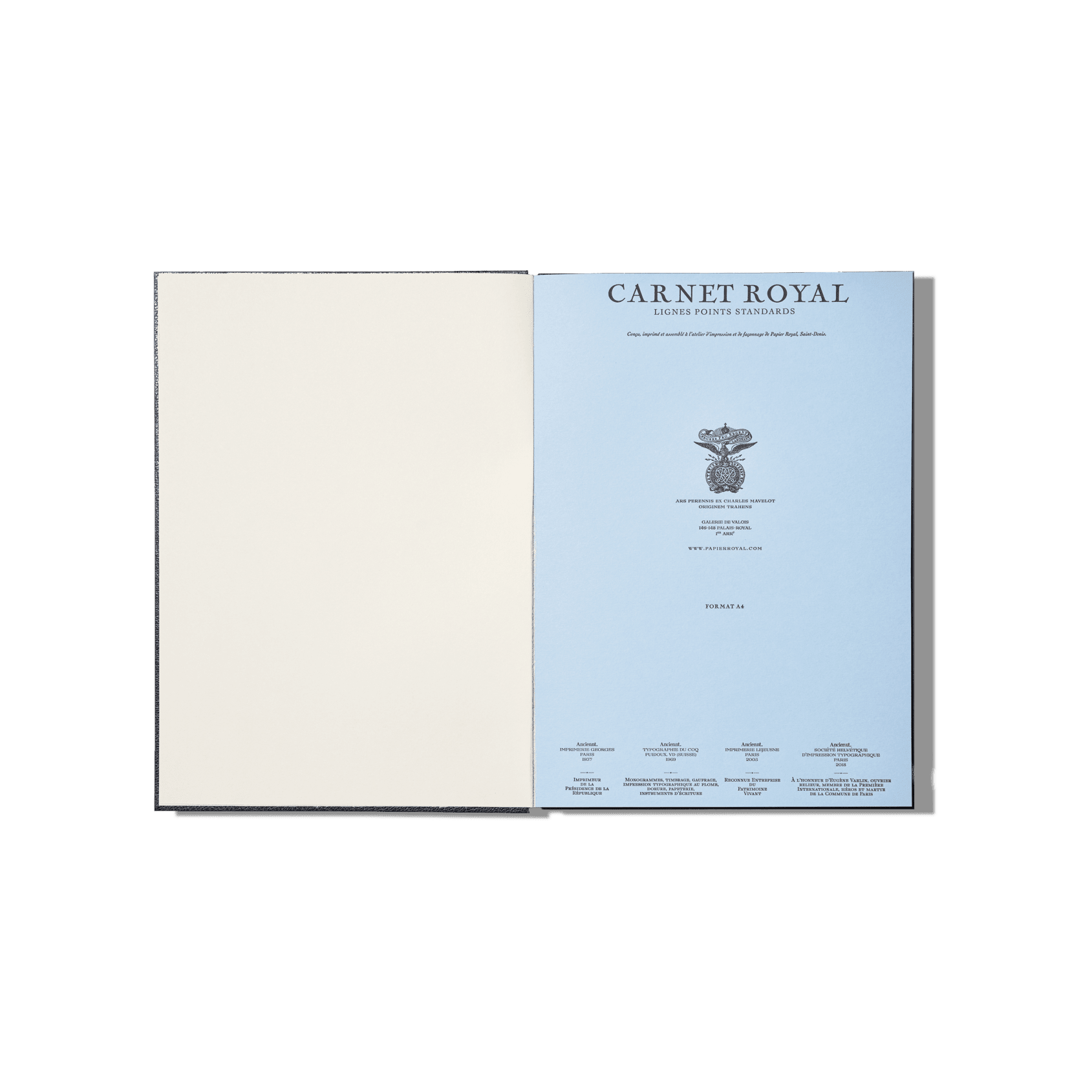 Papier Royal - Royal Notebook A4 Dark Blue Leather - Papier Royal