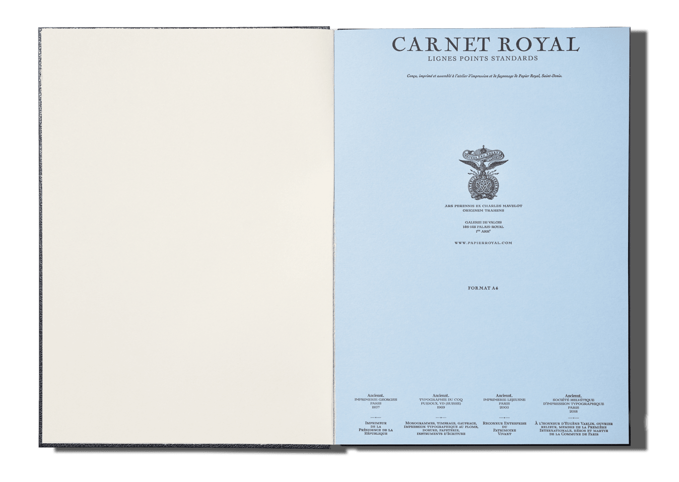 Papier Royal - Royal Notebook A4 Dark Blue Leather - Papier Royal