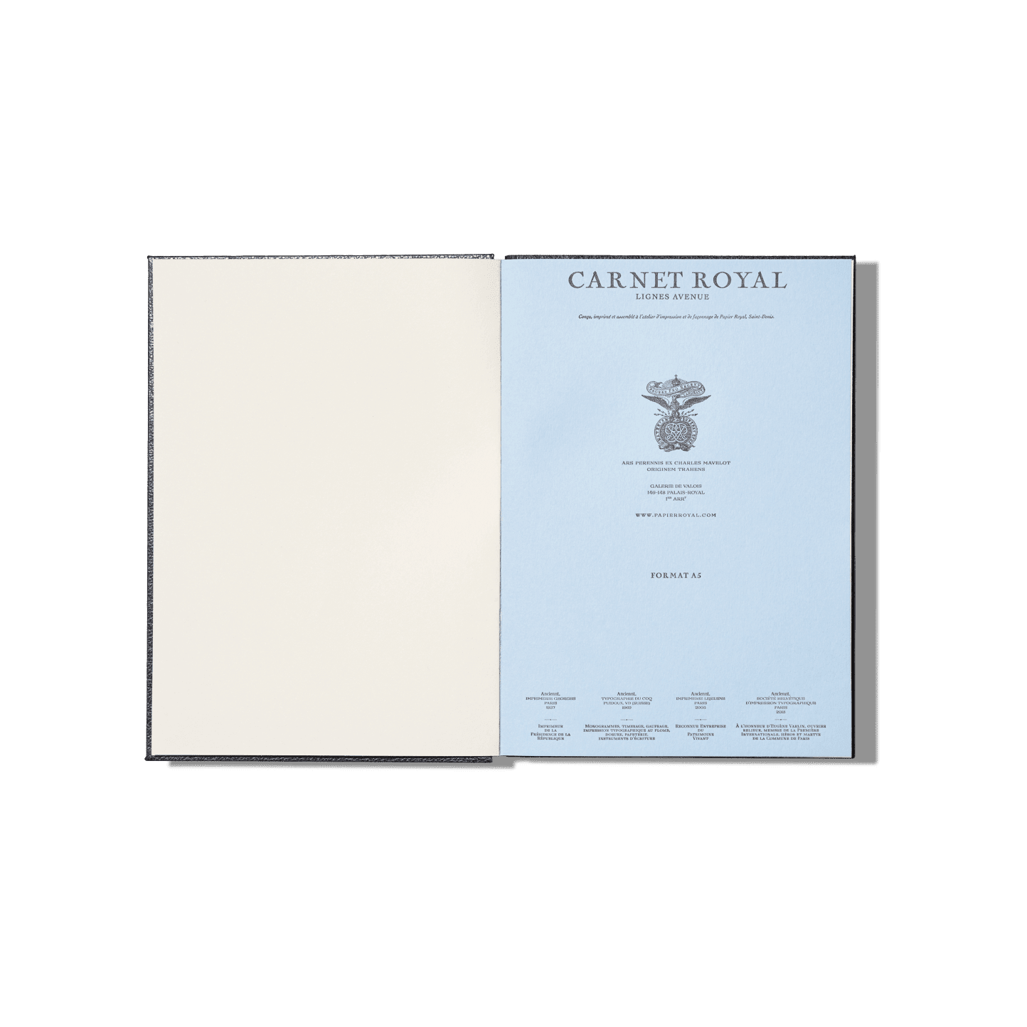 Papier Royal - Royal Notebook A5 Dark Blue Leather - Papier Royal