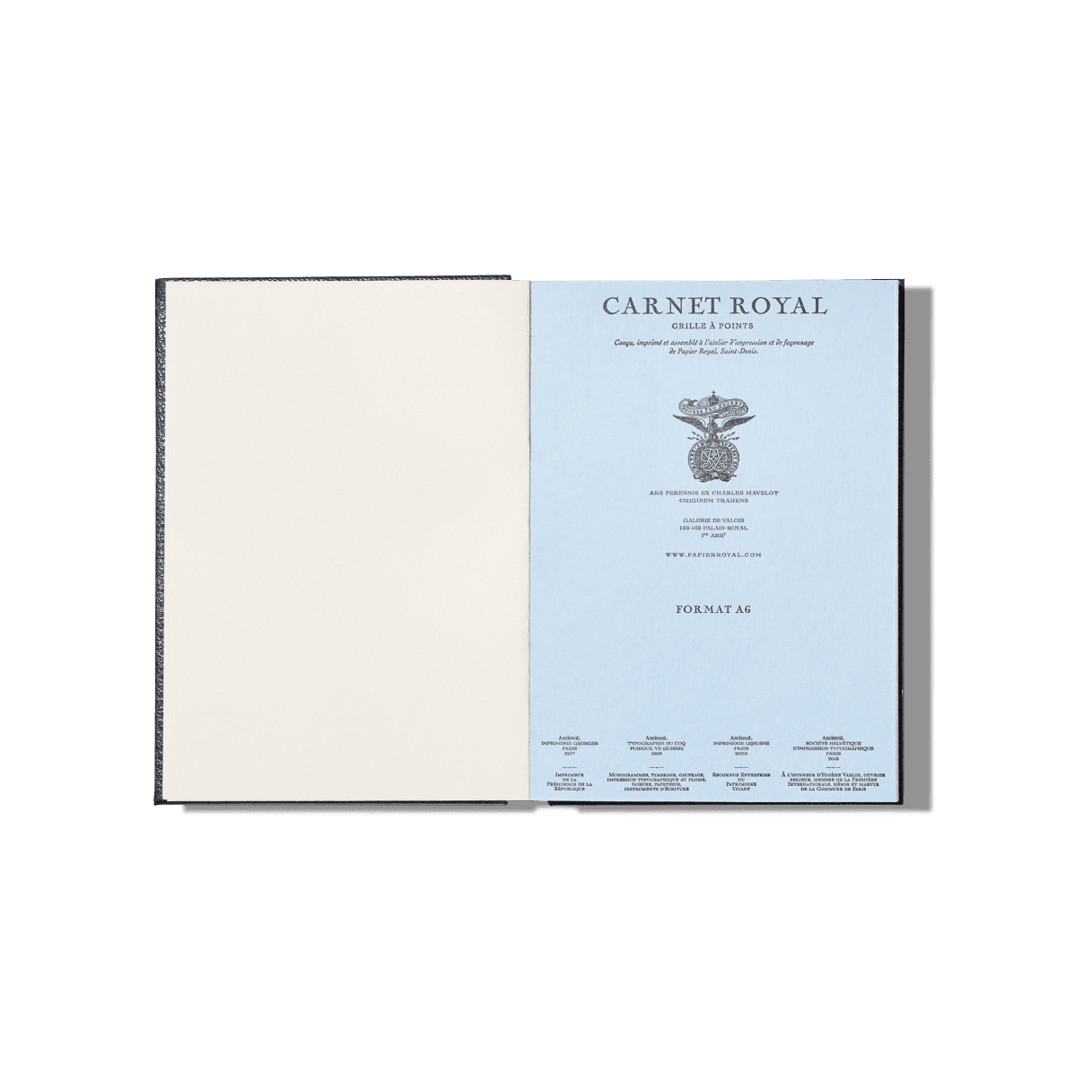 Papier Royal - Royal Notebook A6 Dark Blue Leather - Papier Royal